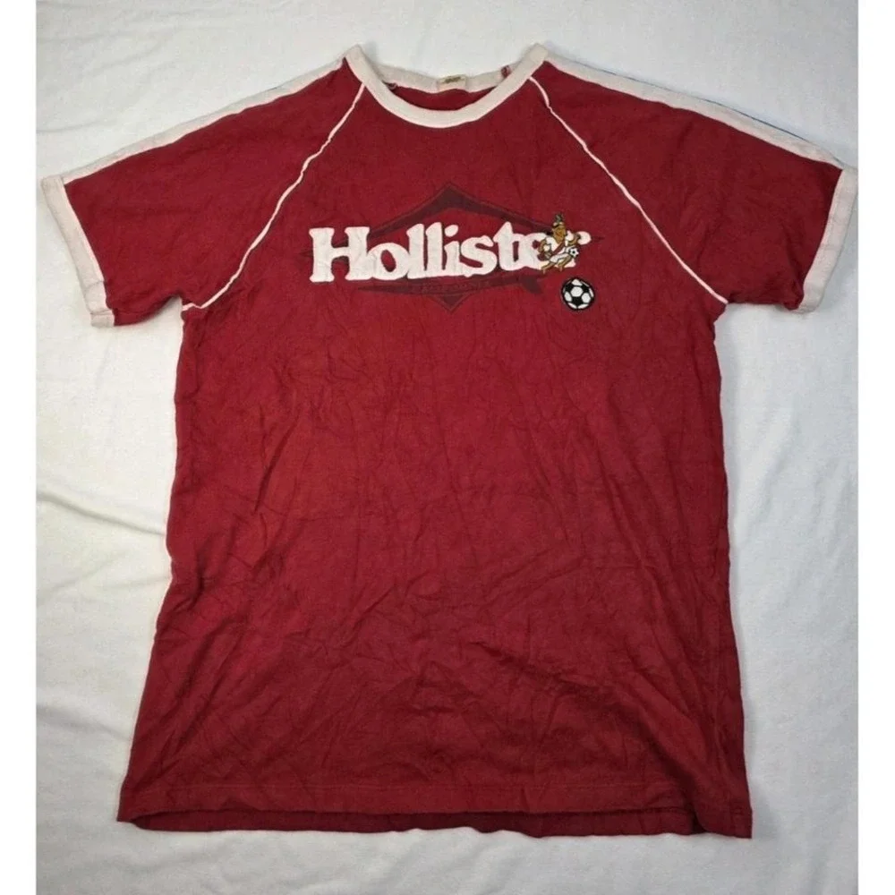 Vintage Hollister Shirt Men Large Red Good Time Sportswear Soccer